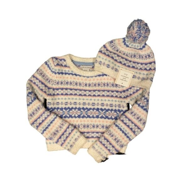 Cupcakes and Cashmere Kids Fair Isle Sweater and Hat Set NWT Size M 7-8 - Picture 1 of 6